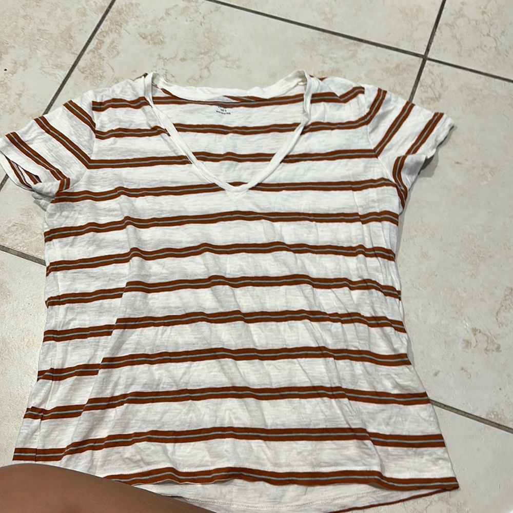 Madewell striped v neck tee
